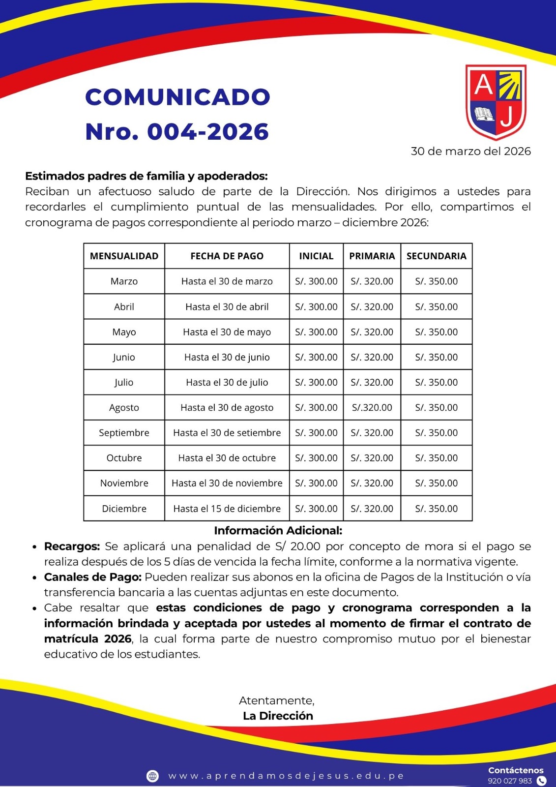 CRONOGRAMA DE PAGOS