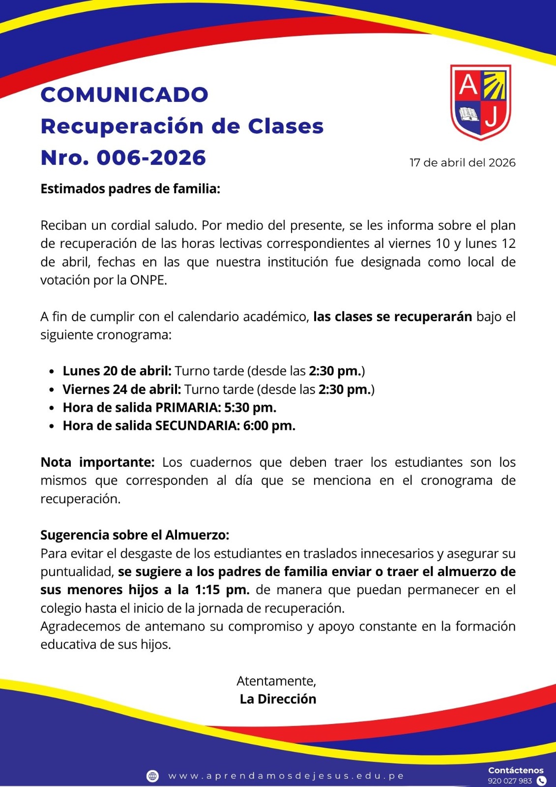 RECUPERACIÓN DE CLASES